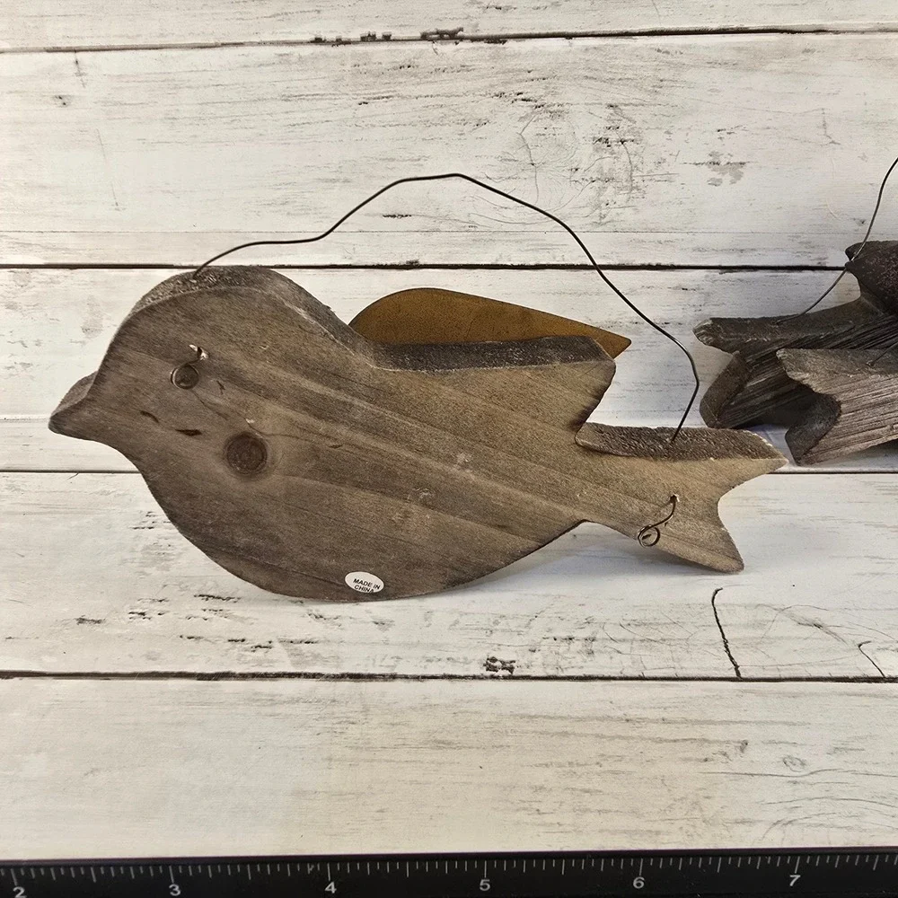 Rustic Wood Bird Wall Decor Set 3 Believe Pray Faith Farmhouse Primitive Brown